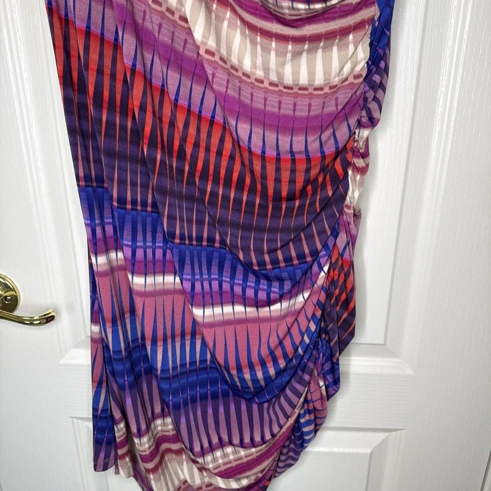 NWT Sofia Vergara Womens XL Multicolor Abstract Print Draped Sleeveless Dress - Picture 3 of 10